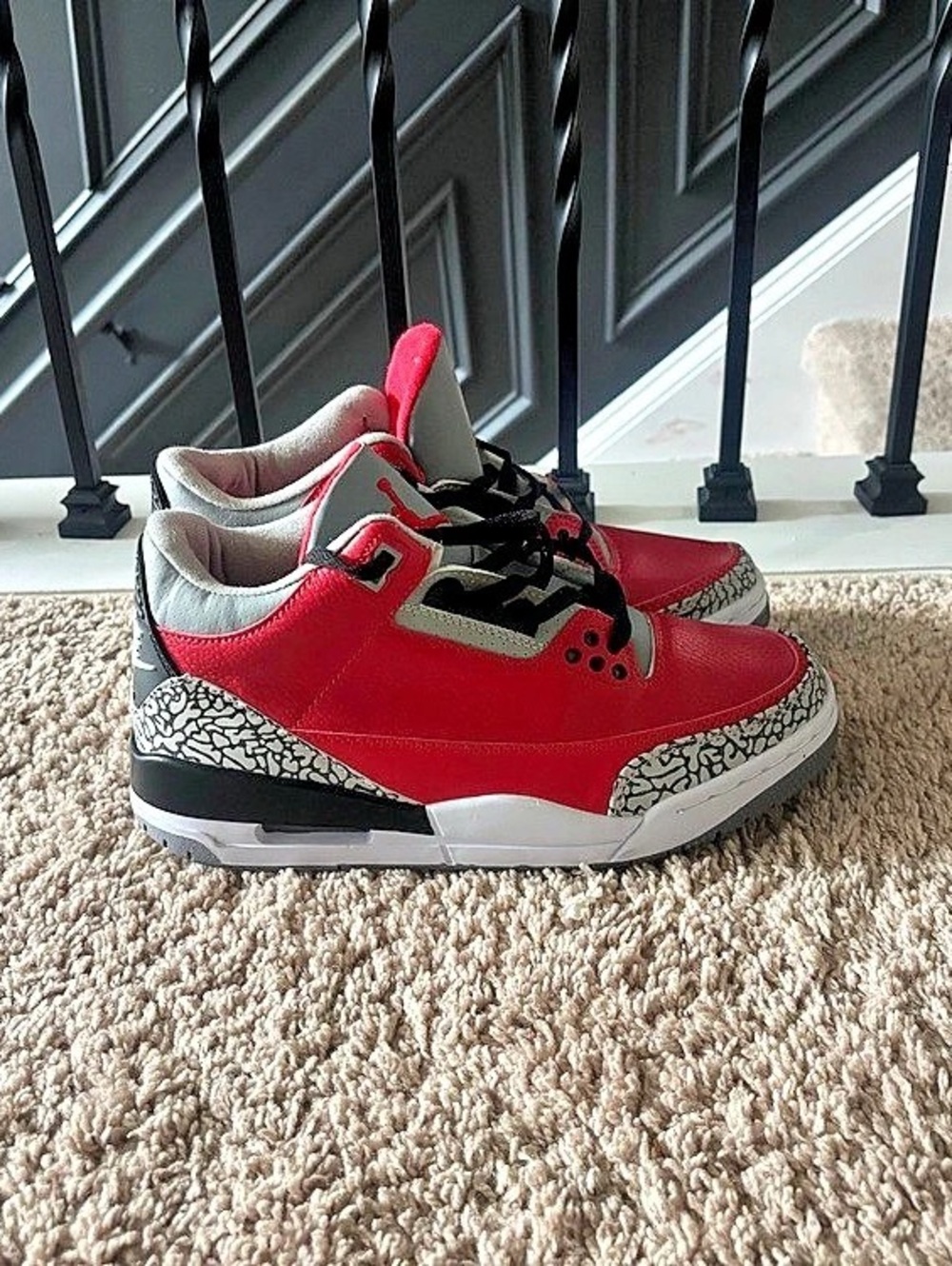 Nike Air Jordan 3 Retro Sneakers Red & Black US 12